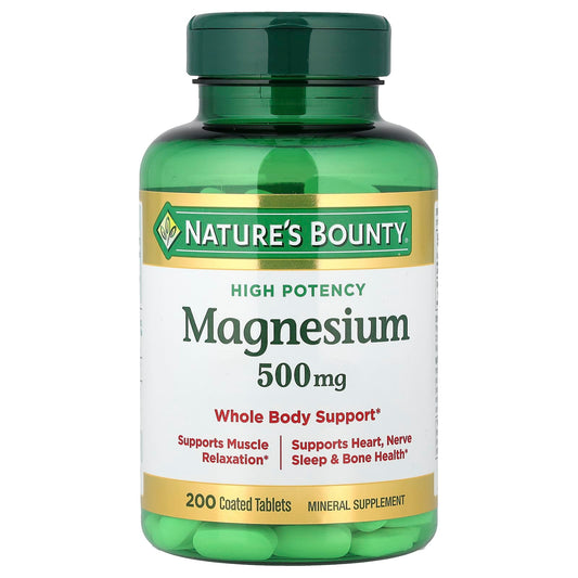 Nature's Bounty Magnesium High Potency, 500 mg, 200 Coated Tablets