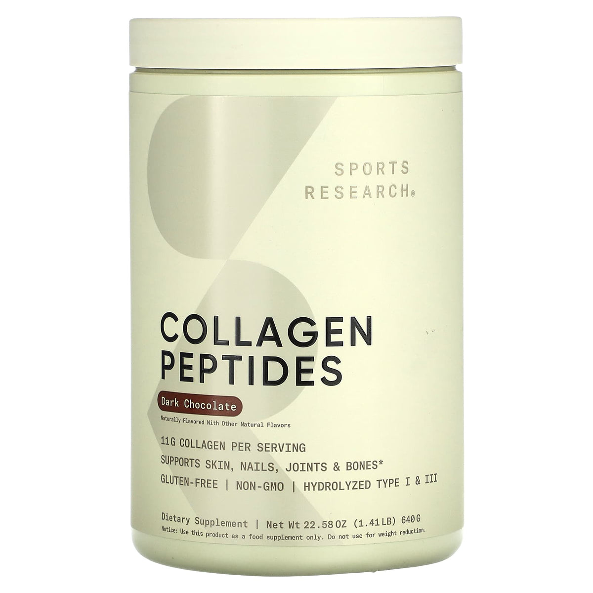 Sports Research Collagen Peptides, Dark Chocolate, 640 g (1.41 lb)