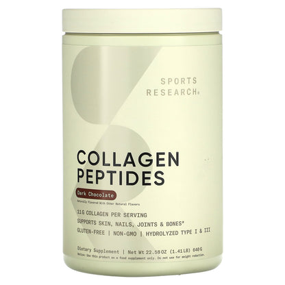 Sports Research Collagen Peptides, Dark Chocolate, 640 g (1.41 lb)