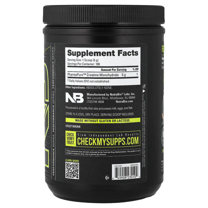 NutraBio Micronized Creatine Monohydrate, Unflavored, 500 g (1.1 lb) - view 2