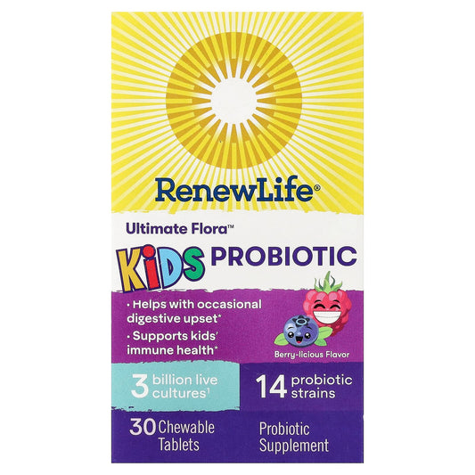 Renew Life Kids Ultimate Flora Probiotic, Berry-licious, 3 Billion, 30 Chewables