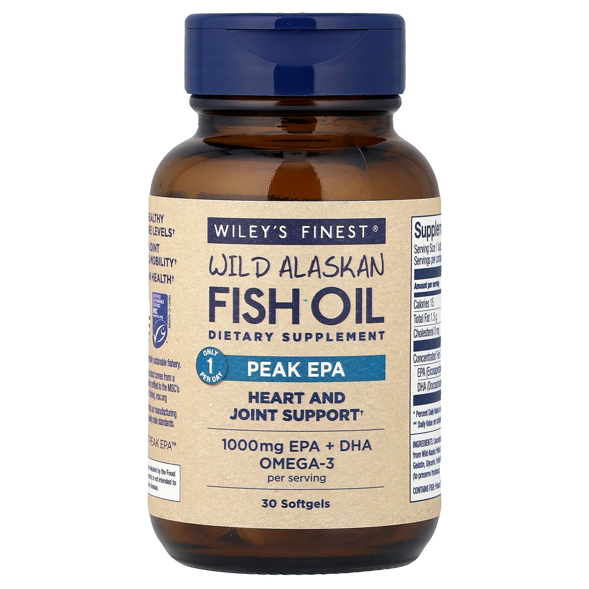 Wiley's Finest Wild Alaskan Fish Oil, Peak EPA, 30 Softgels