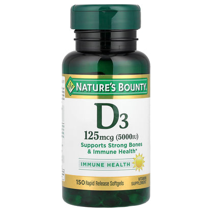 Nature's Bounty Vitamin D3, 125 mcg (5,000 IU), 150 Rapid Release Softgels