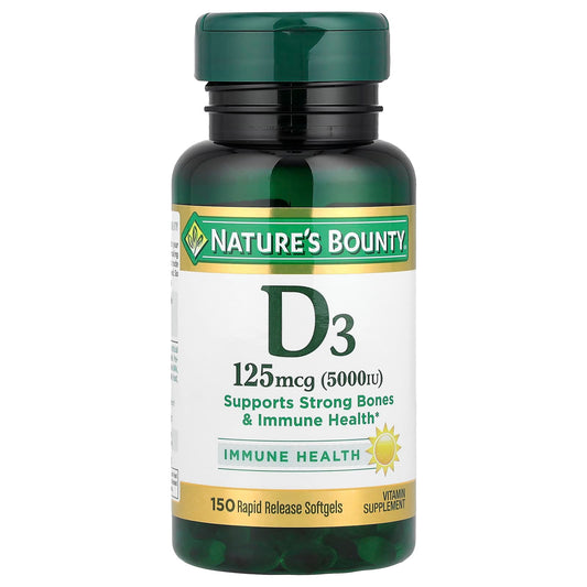 Nature's Bounty Vitamin D3, 125 mcg (5,000 IU), 150 Rapid Release Softgels