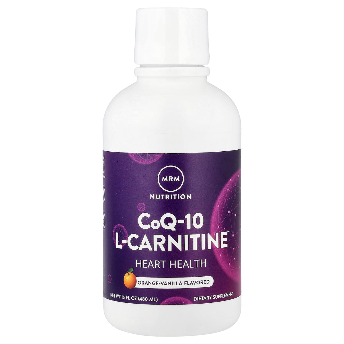 MRM Nutrition CoQ-10 L-Carnitine Liquid, Orange-Vanilla, 480 ml (16 fl oz)