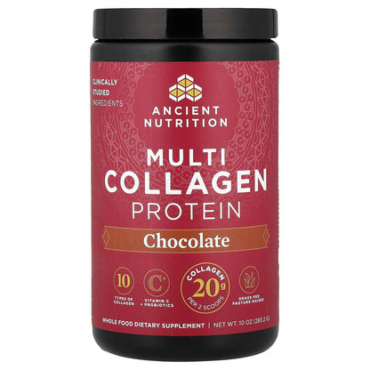Ancient Nutrition Multi Collagen Protein, Chocolate, 283.2 g (10 oz)