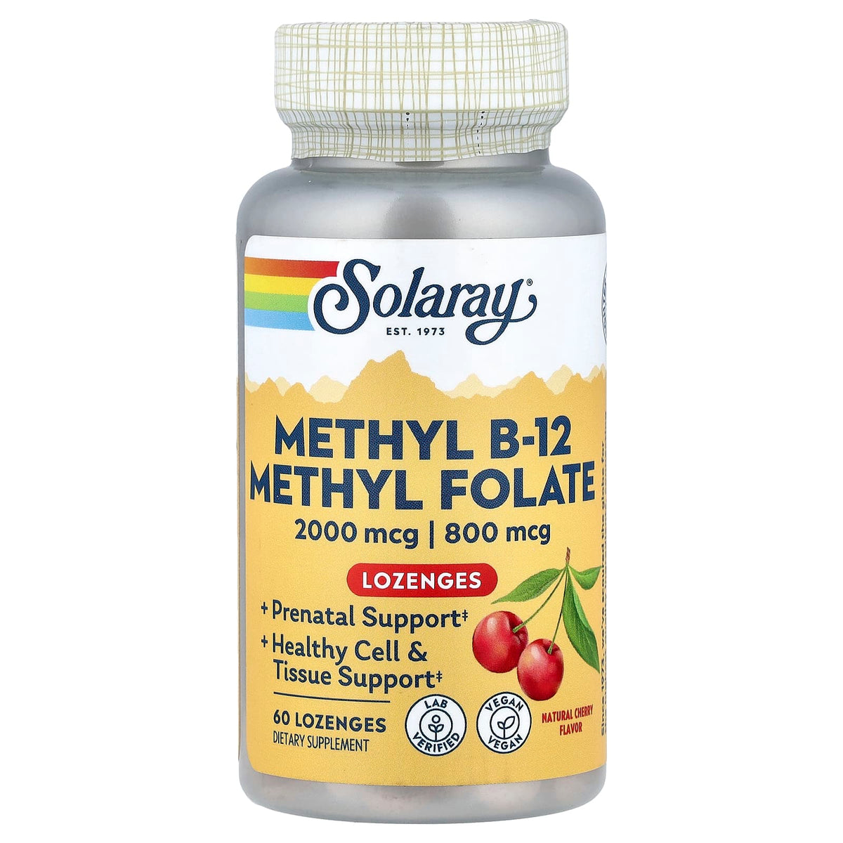 Solaray Methyl B-12 Methyl Folate, Natural Cherry, 60 Lozenges — product view