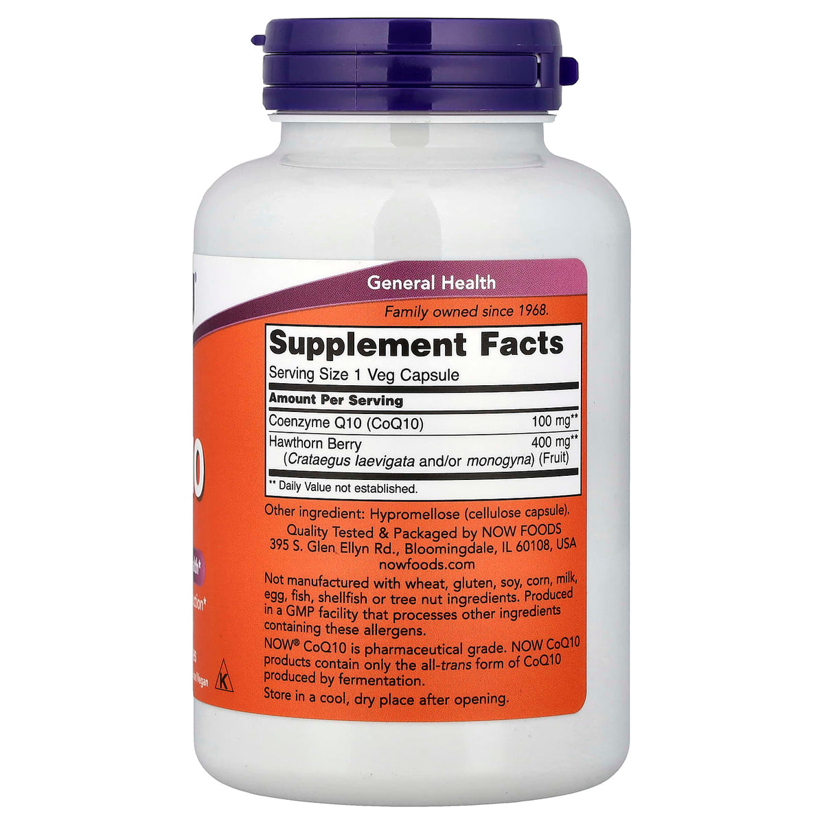 NOW Foods CoQ10 With Hawthorn Berry, 180 Veg Capsules - view 2