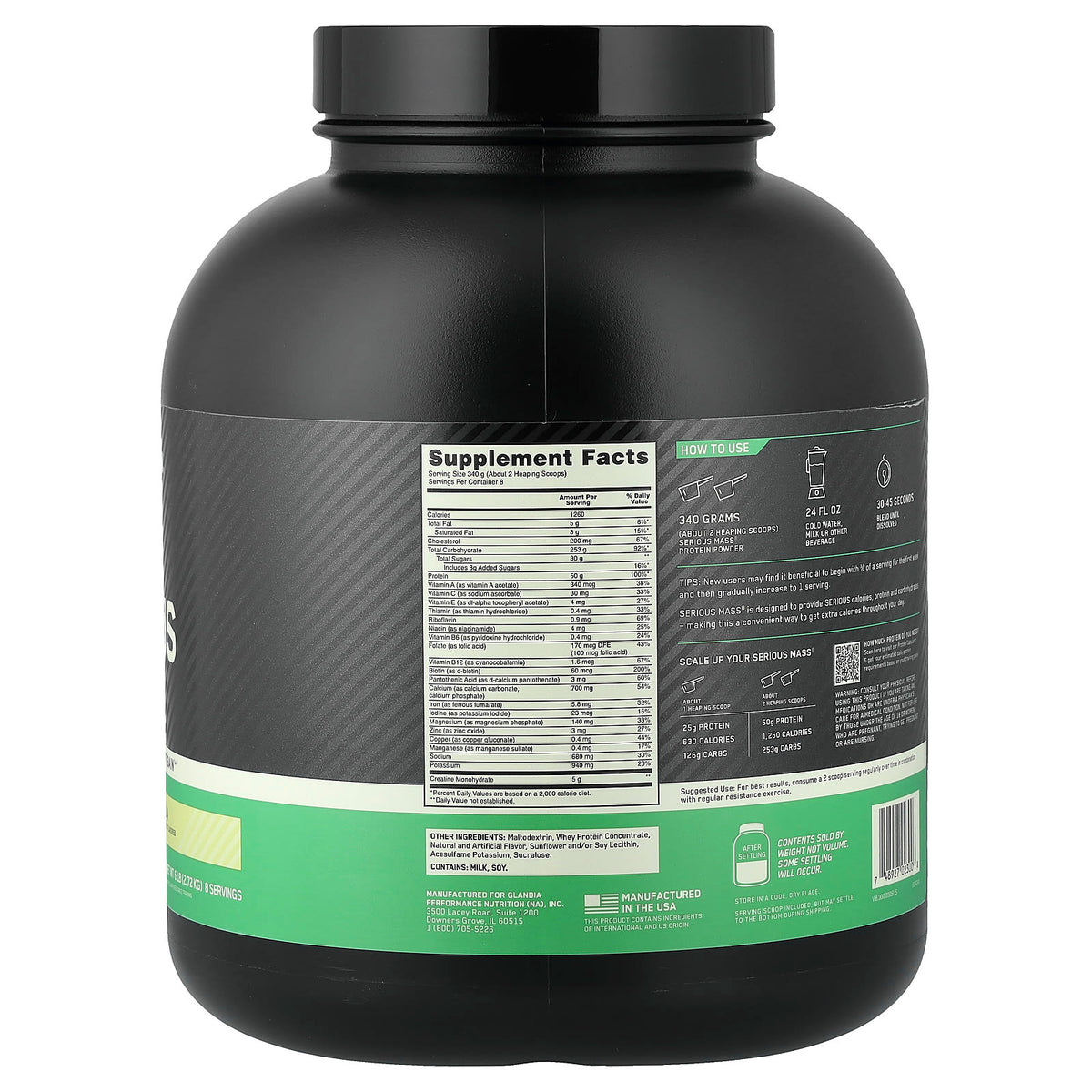 Optimum Nutrition Serious Mass, Vanilla, 2.72 kg (6 lb) - view 2