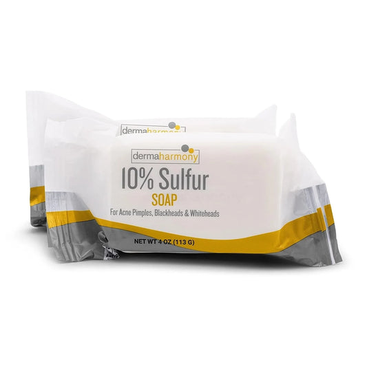 Dermaharmony 10% Sulfur Acne Bar Soap (4 Oz) - 2 Bars - USA in UK
