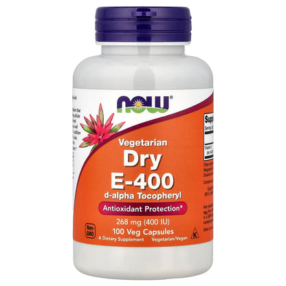 NOW Foods Vegetarian Dry E-400, 268 mg (400 IU), 100 Veg Capsules
