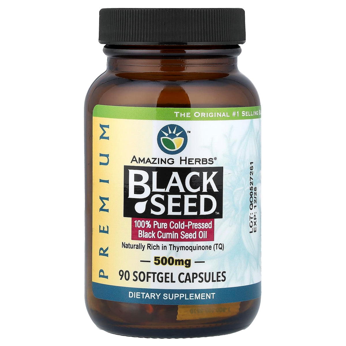 Amazing Herbs Black Seed 500 mg, 90 Softgel Capsules
