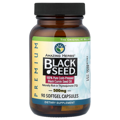 Amazing Herbs Black Seed 500 mg, 90 Softgel Capsules