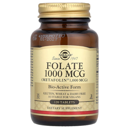 Solgar Folate 1,000 mcg (Metafolin), 120 Tablets