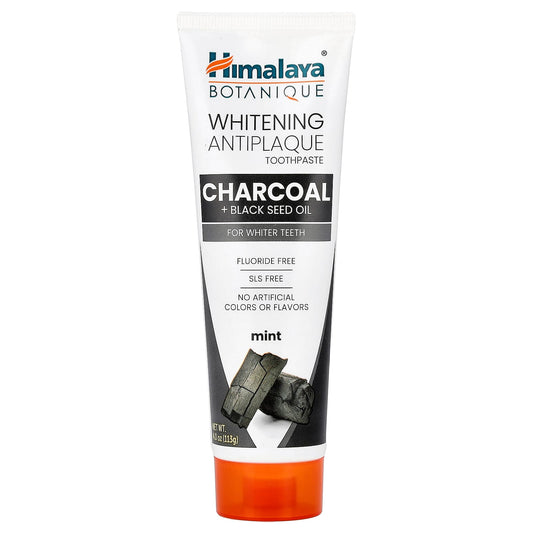 Himalaya Whitening Antiplaque Toothpaste, Charcoal + Black Seed Oil, Mint, 113 g