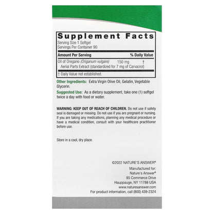 Nature's Answer Oil of Oregano, 150 mg, 90 Softgels - view 2