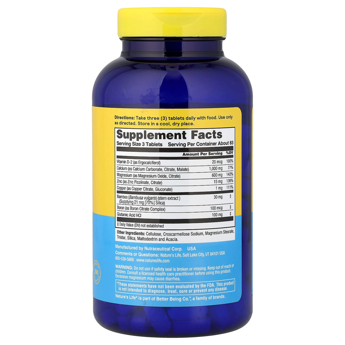 Nature's Life Cal/Mag/Zinc Complex, 250 Tablets - view 2