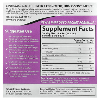 Aurora Nutrascience Micro-Pack+ Liposomal Glutathione, 30 Packets, 13.5 ml Each - view 2