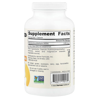 Jarrow Formulas Vegan MSM, 1,000 mg, 200 Veggie Capsules - view 2