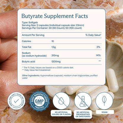 BodyBio Sodium Butyrate, 100 Capsules - view 3