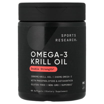 Sports Research Omega-3 Krill Oil, 1,000 mg, 60 Softgels