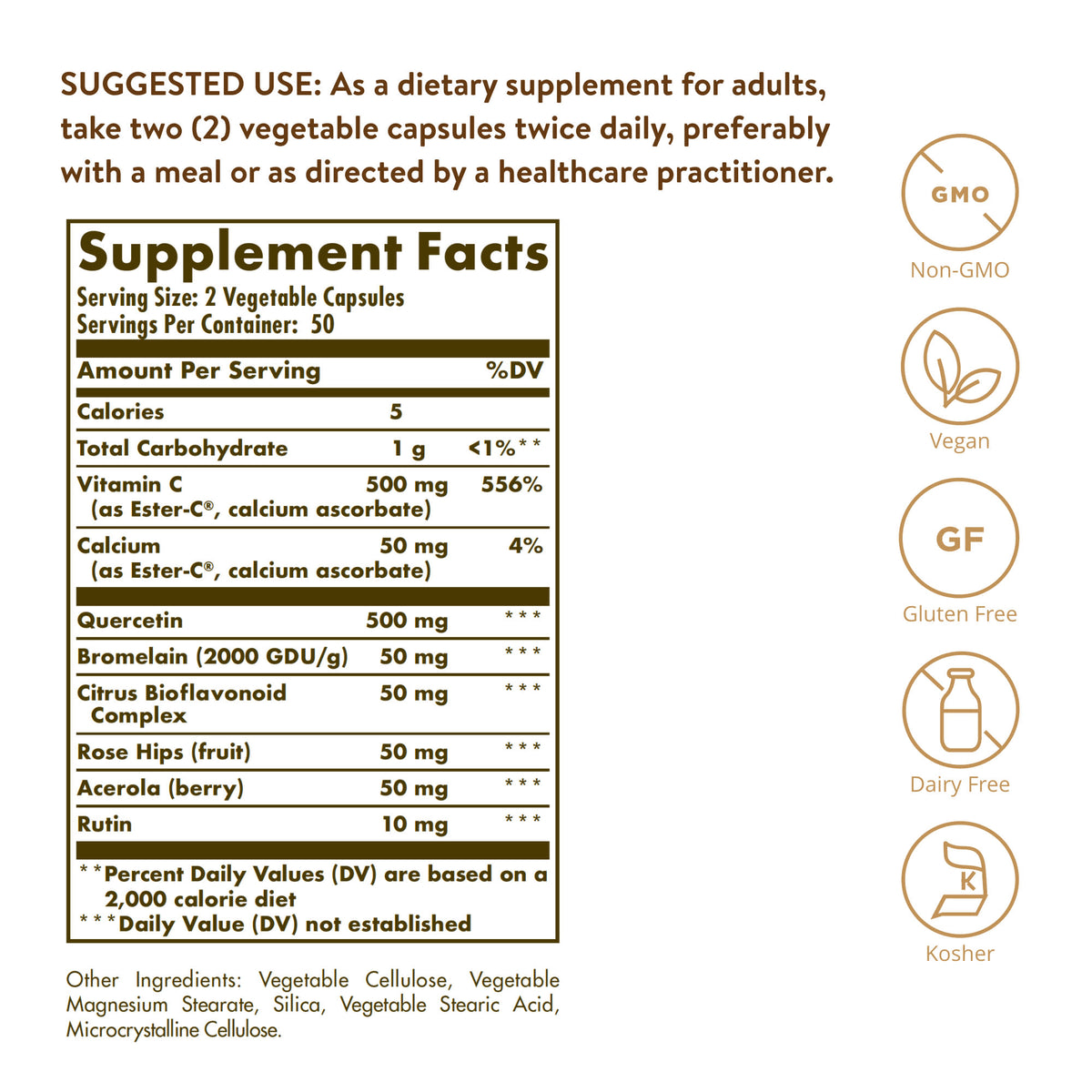 Solgar Quercetin Complex with Ester-C Plus, 100 Vegetable Capsules - view 3