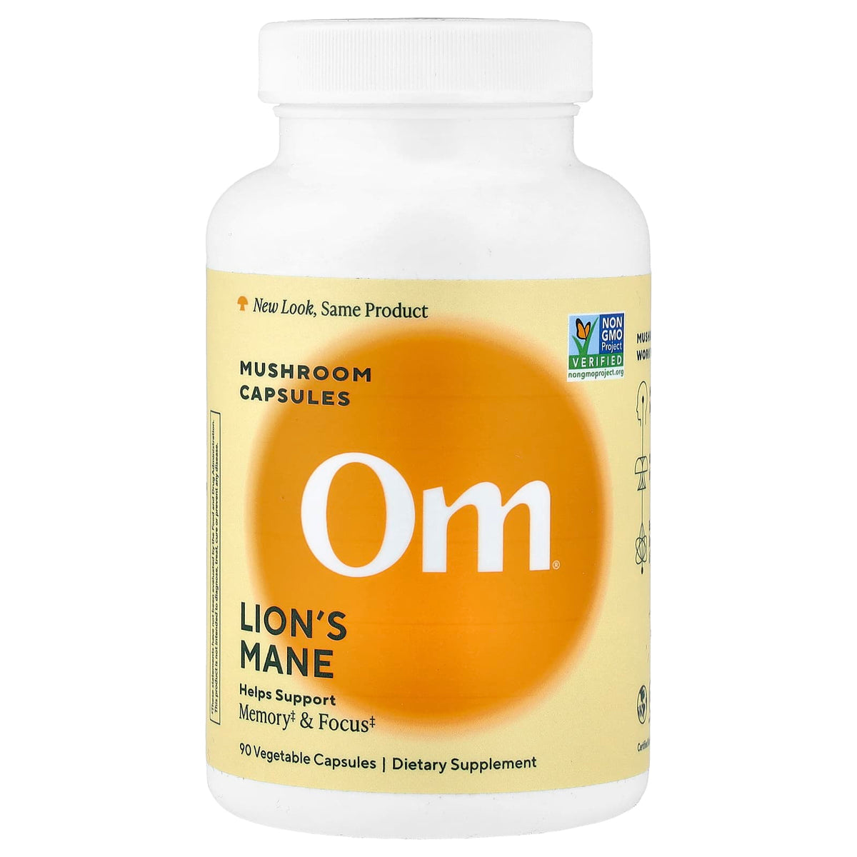 Om Mushrooms Lion's Mane Mushroom Capsules, 666 mg, 90 Veg Capsules — product view