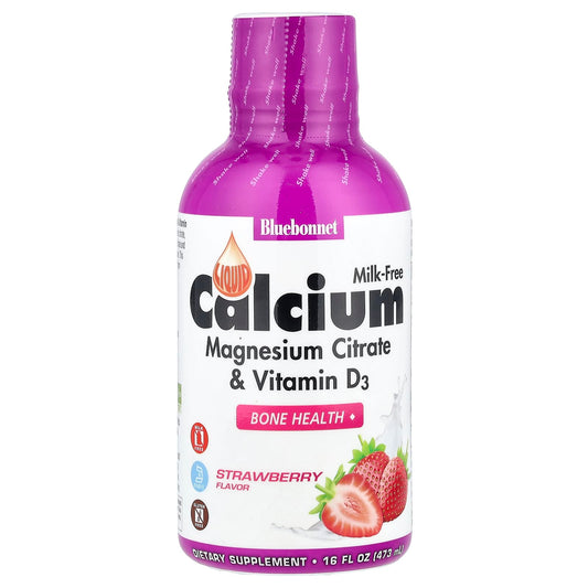 Bluebonnet Nutrition Liquid Calcium Magnesium & Vitamin D3, Strawberry, 473 ml