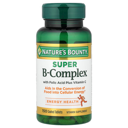 Nature's Bounty Super B-Complex with Folic Acid + Vitamin C, 150 Coated Tablets