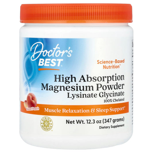 Doctor's Best High Absorption Magnesium Powder, Peach, 347 g (12.3 oz)