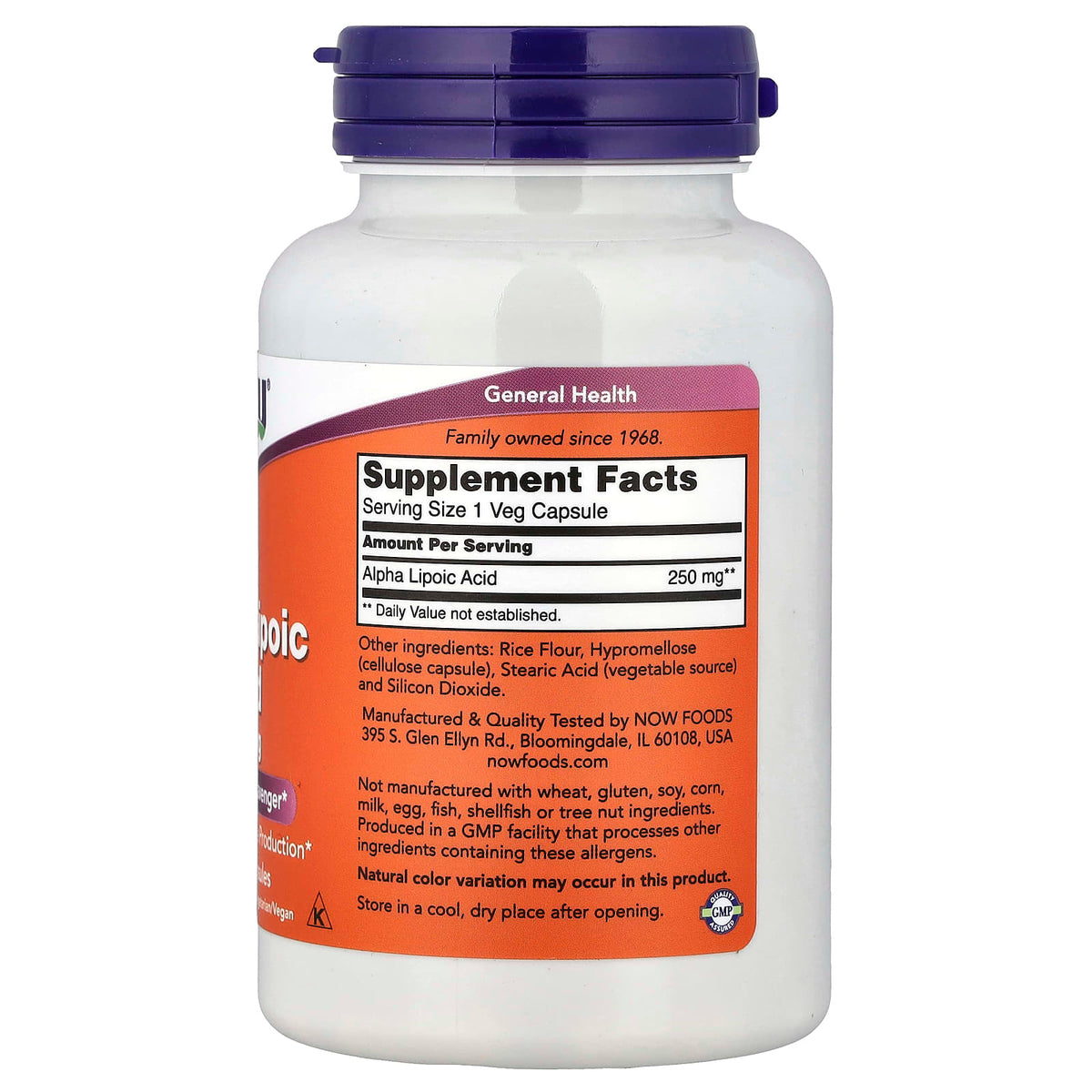NOW Foods Alpha Lipoic Acid 250 mg, 120 Vegetable Capsules - view 2
