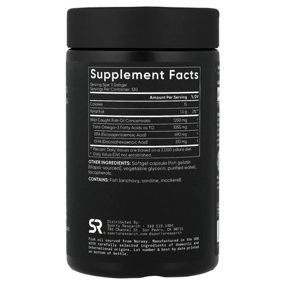 Sports Research Omega-3 Fish Oil Triple Strength, 120 Softgels - view 2