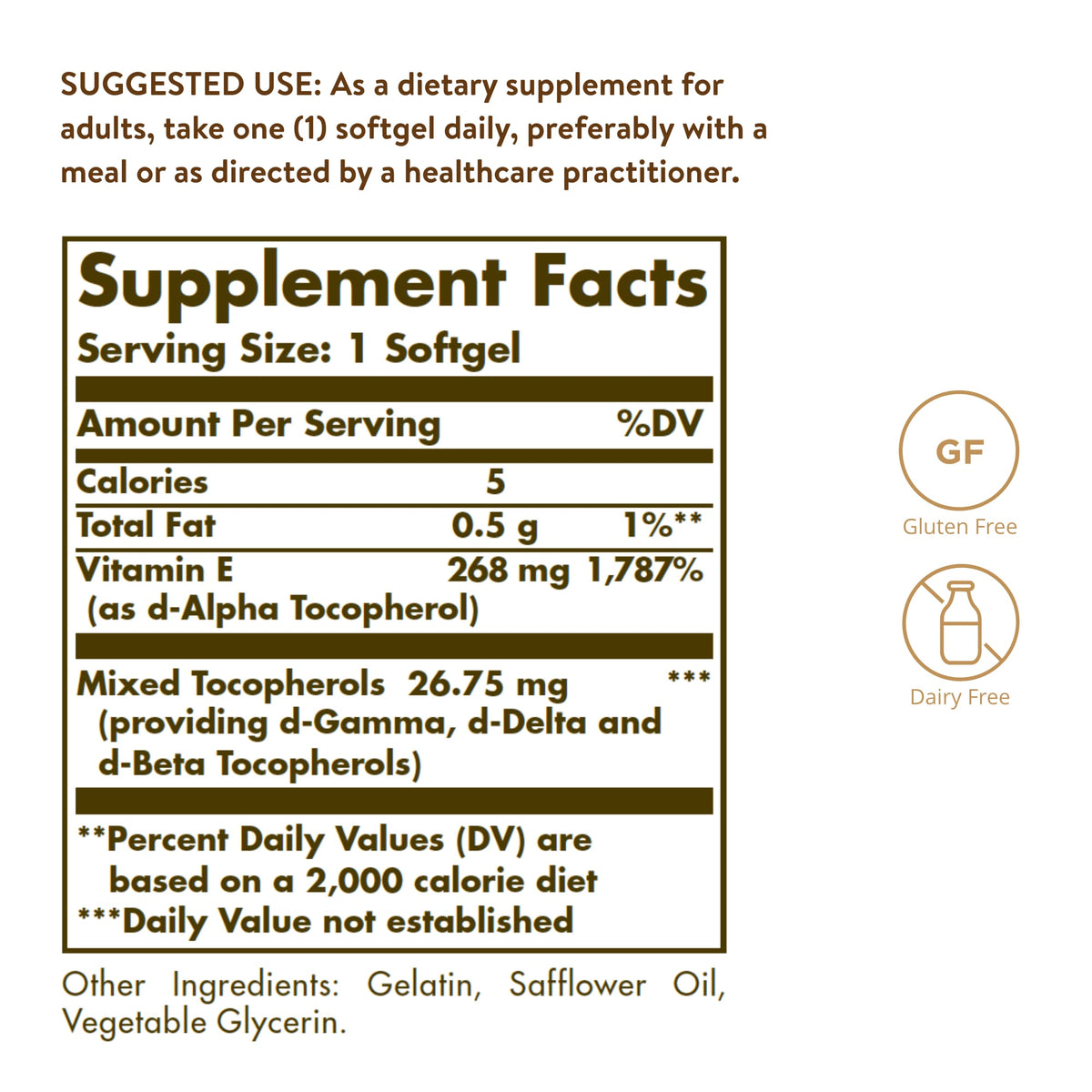 Solgar Vitamin E Naturally Sourced, 268 mg (400 IU), 250 Softgels - view 4