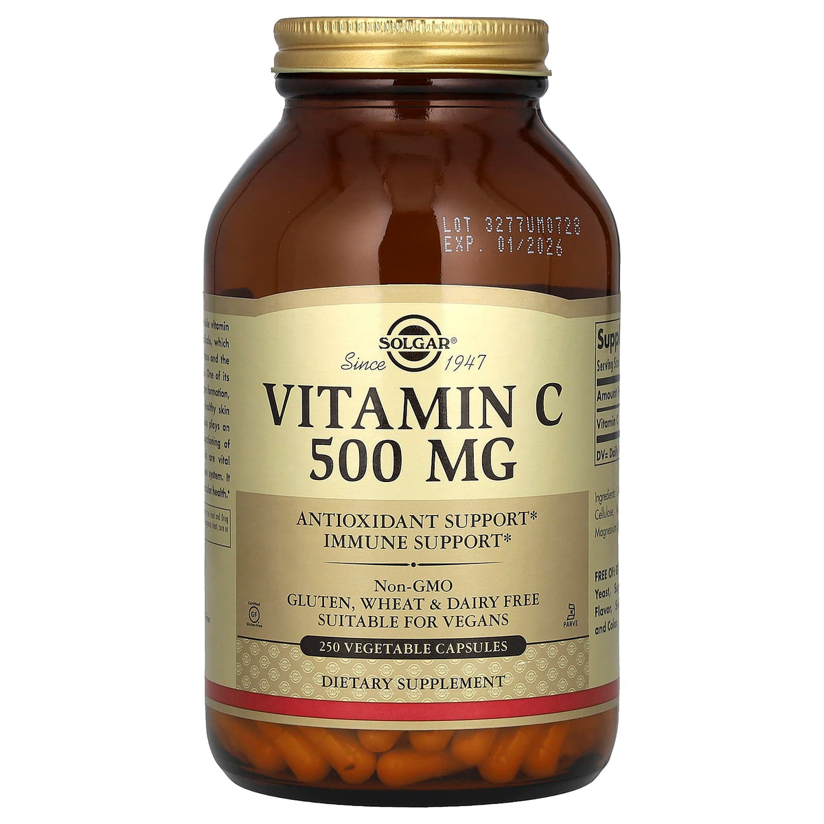 Solgar Vitamin C 500 mg, 250 Vegetable Capsules