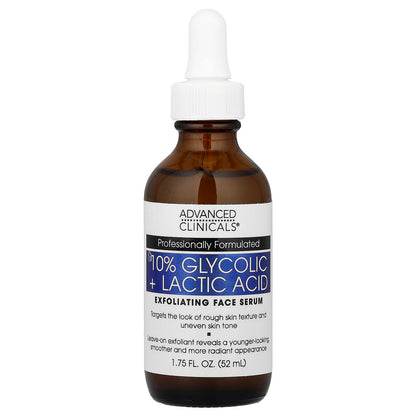 Advanced Clinicals 10% Glycolic + Lactic Acid Serum 52 ml (1.75 fl oz)
