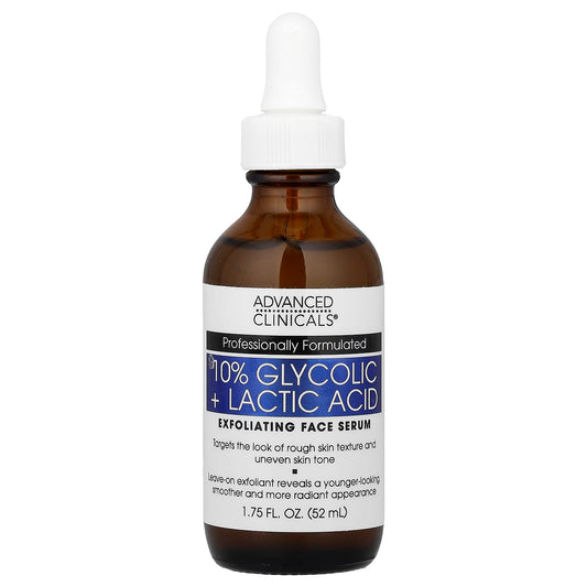 Advanced Clinicals 10% Glycolic + Lactic Acid Serum 52 ml (1.75 fl oz)