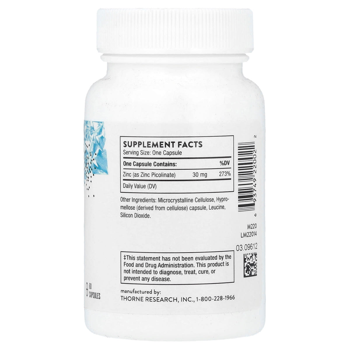 Thorne Zinc Picolinate, 30 mg, 60 Capsules — alternate product view