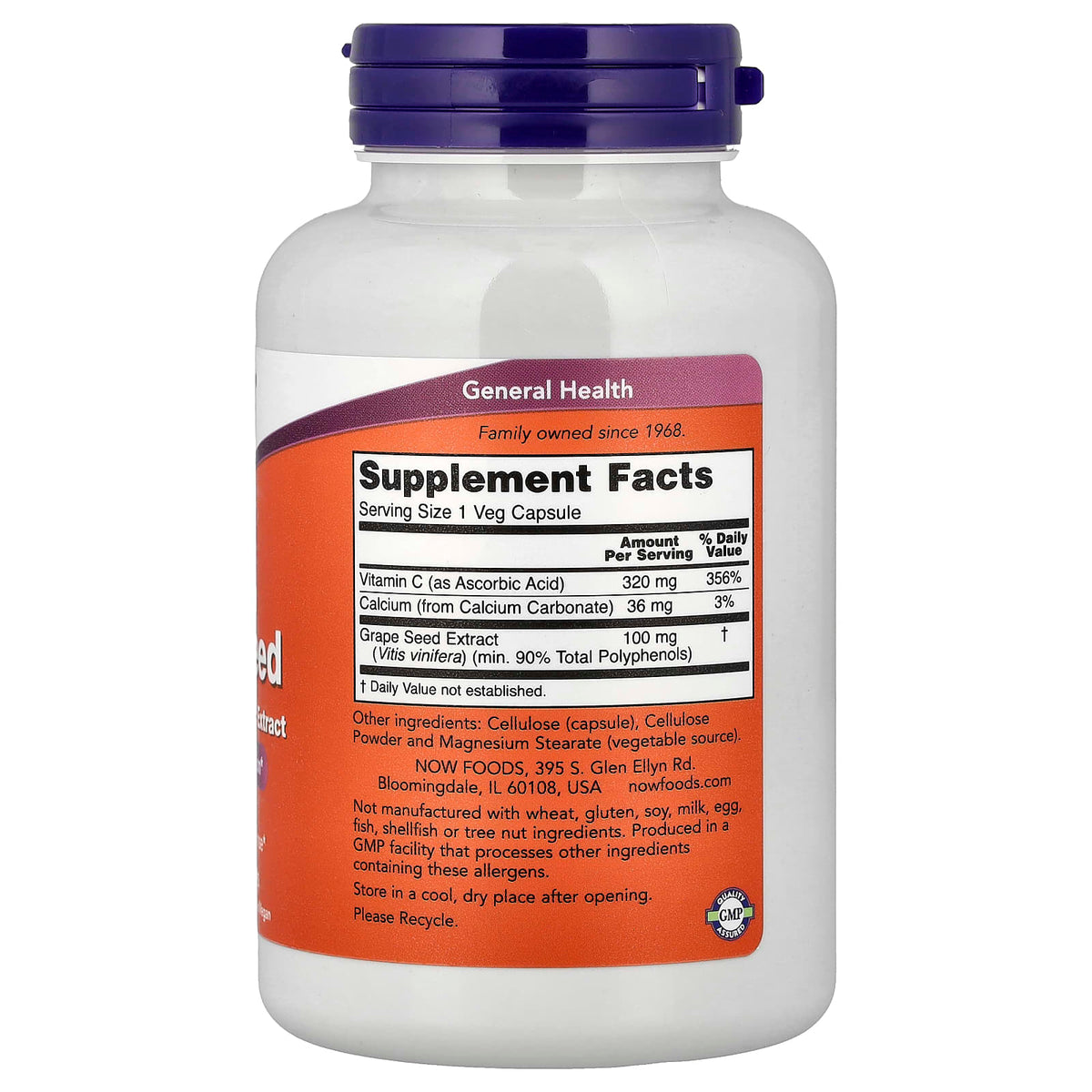 NOW Foods Grape Seed, 100 mg, 200 Veg Capsules — alternate product view