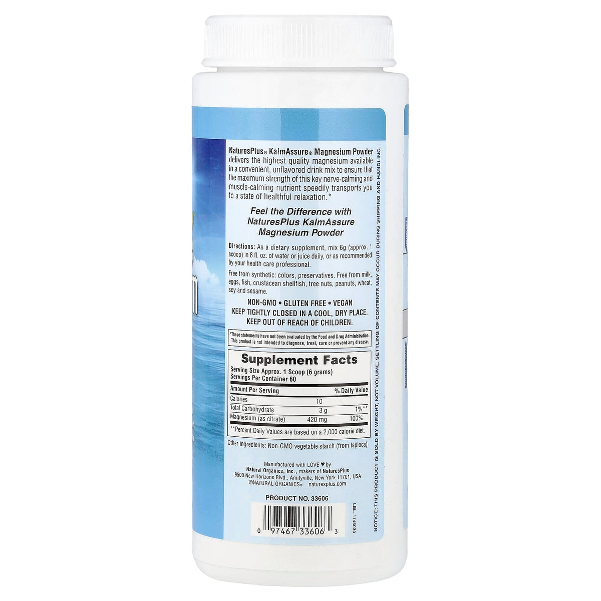 NaturesPlus KalmAssure Magnesium Powder, Unflavoured, 360 g (0.8 lb) - view 2