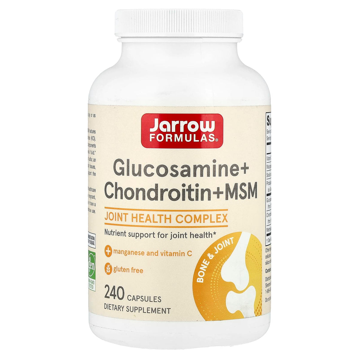 Jarrow Formulas Glucosamine + Chondroitin + MSM, 240 Capsules — product view