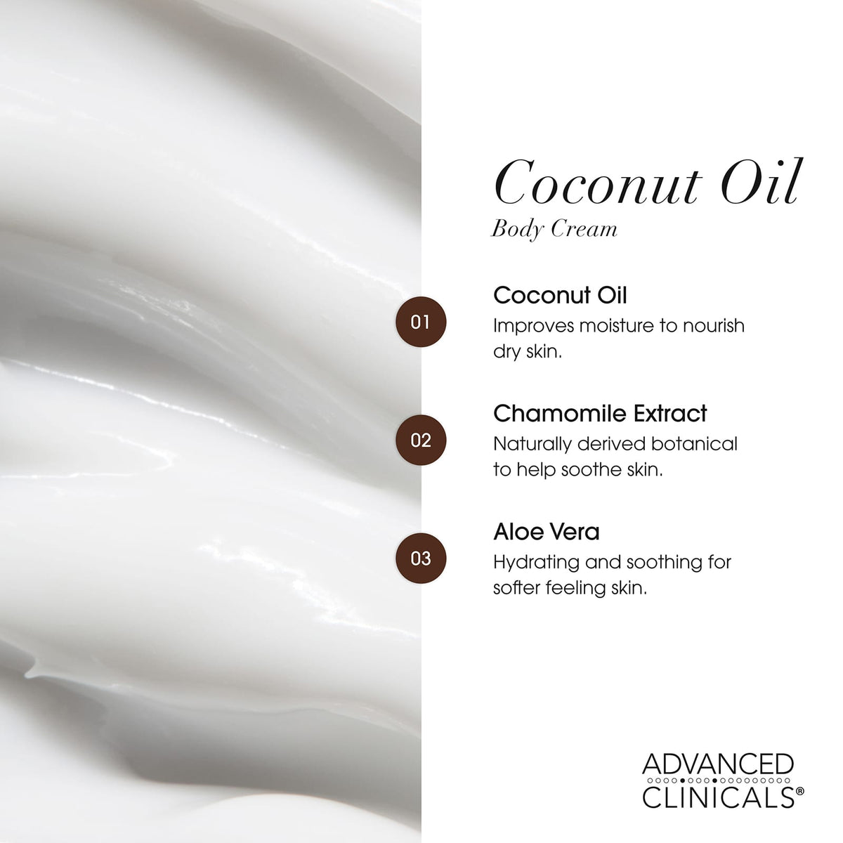 Advanced Clinicals Coconut Oil Moisturising Cream 454 g (16 oz) - view 6