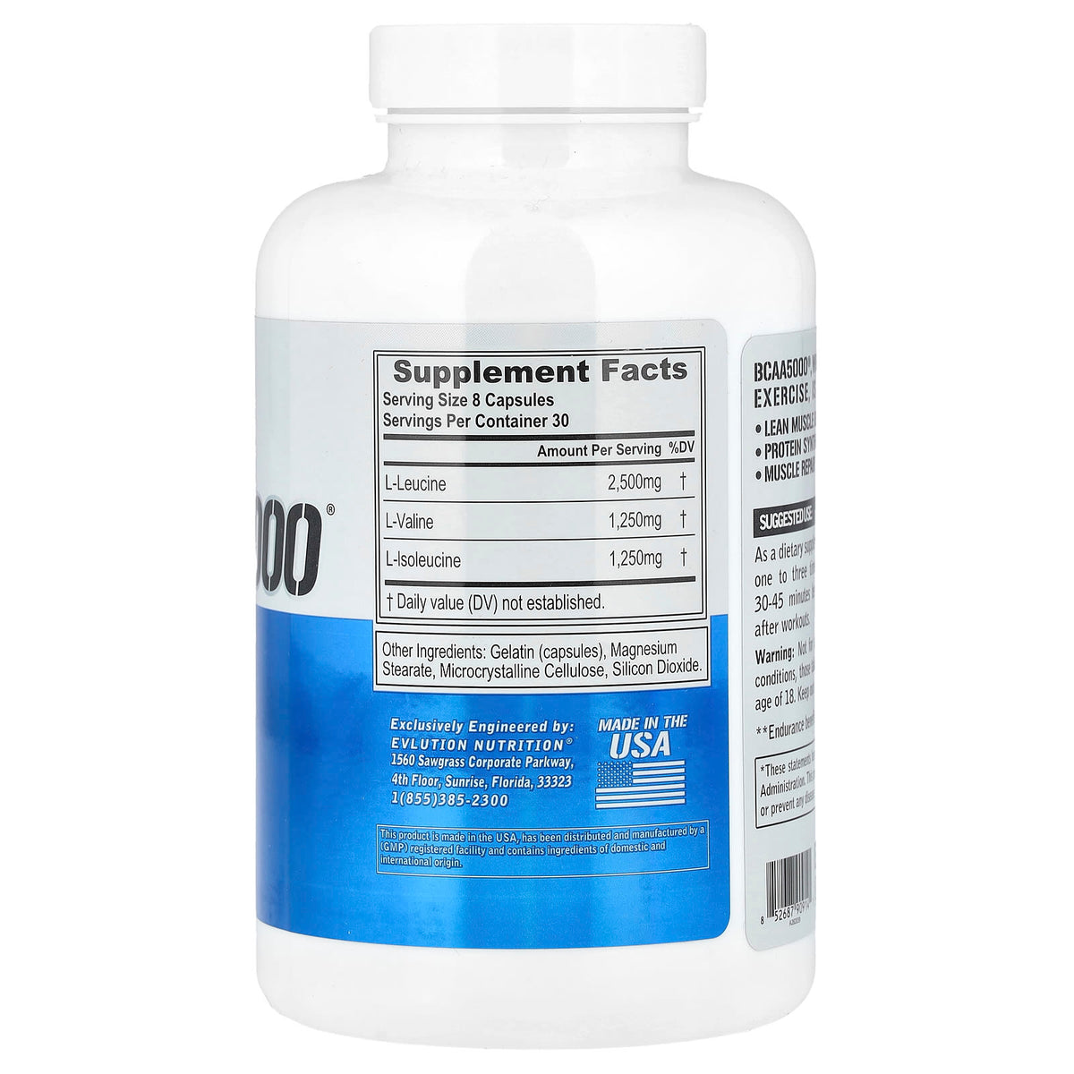 EVLution Nutrition BCAA5000, 240 Capsules — alternate product view