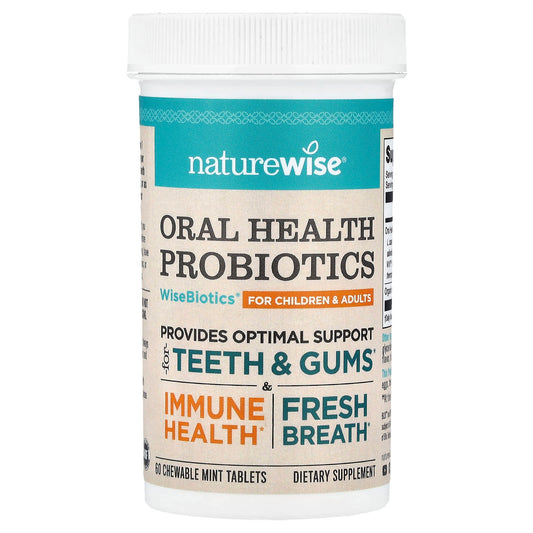NatureWise Oral Health Probiotics, Children & Adults, Mint, 60 Chewable Tablets