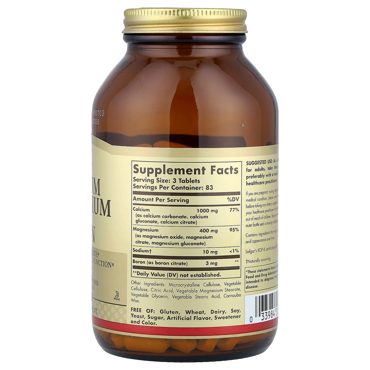 Solgar Calcium Magnesium Plus Boron 250 Tablets — alternate product view