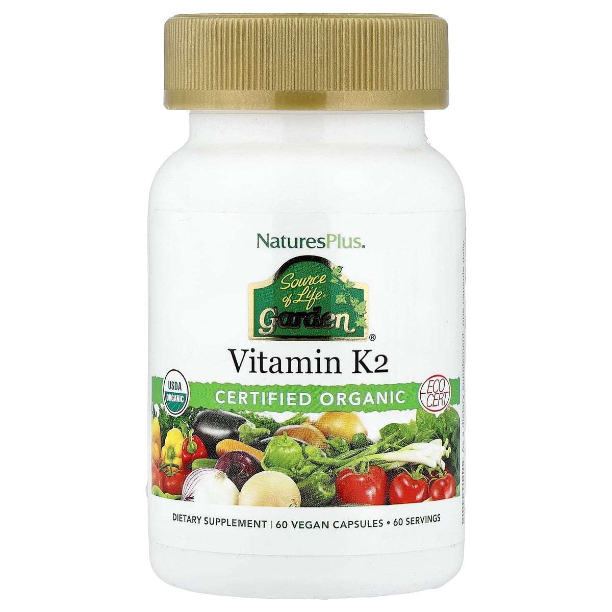 NaturesPlus Source of Life Garden Vitamin K2, 60 Vegan Capsules