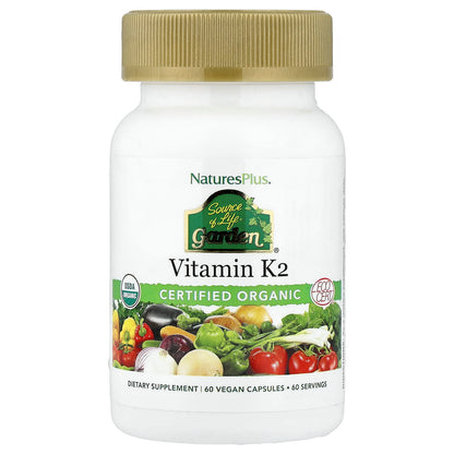 NaturesPlus Source of Life Garden Vitamin K2, 60 Vegan Capsules
