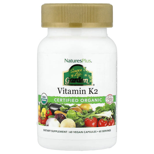 NaturesPlus Source of Life Garden Vitamin K2, 60 Vegan Capsules