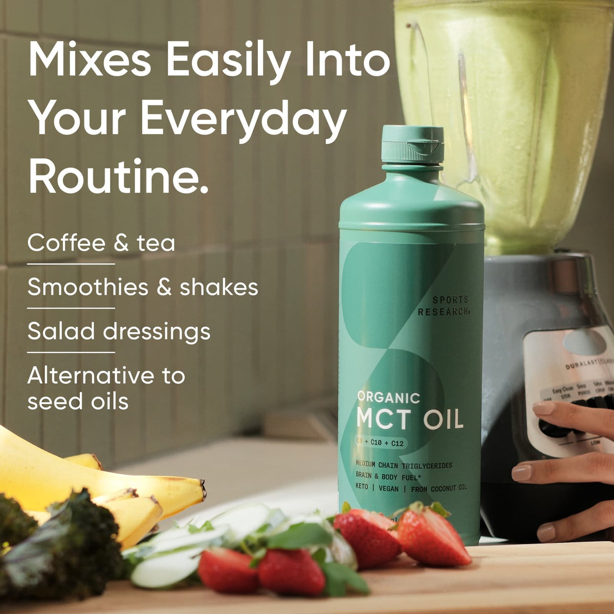 Sports Research Organic MCT Oil, C8 + C10 + C12, 16 fl oz (473 ml) - view 5