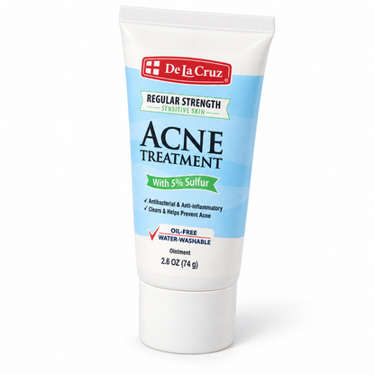 De La Cruz Sulfur 5% Acne Treatment 2.6 oz tube on a plain white background