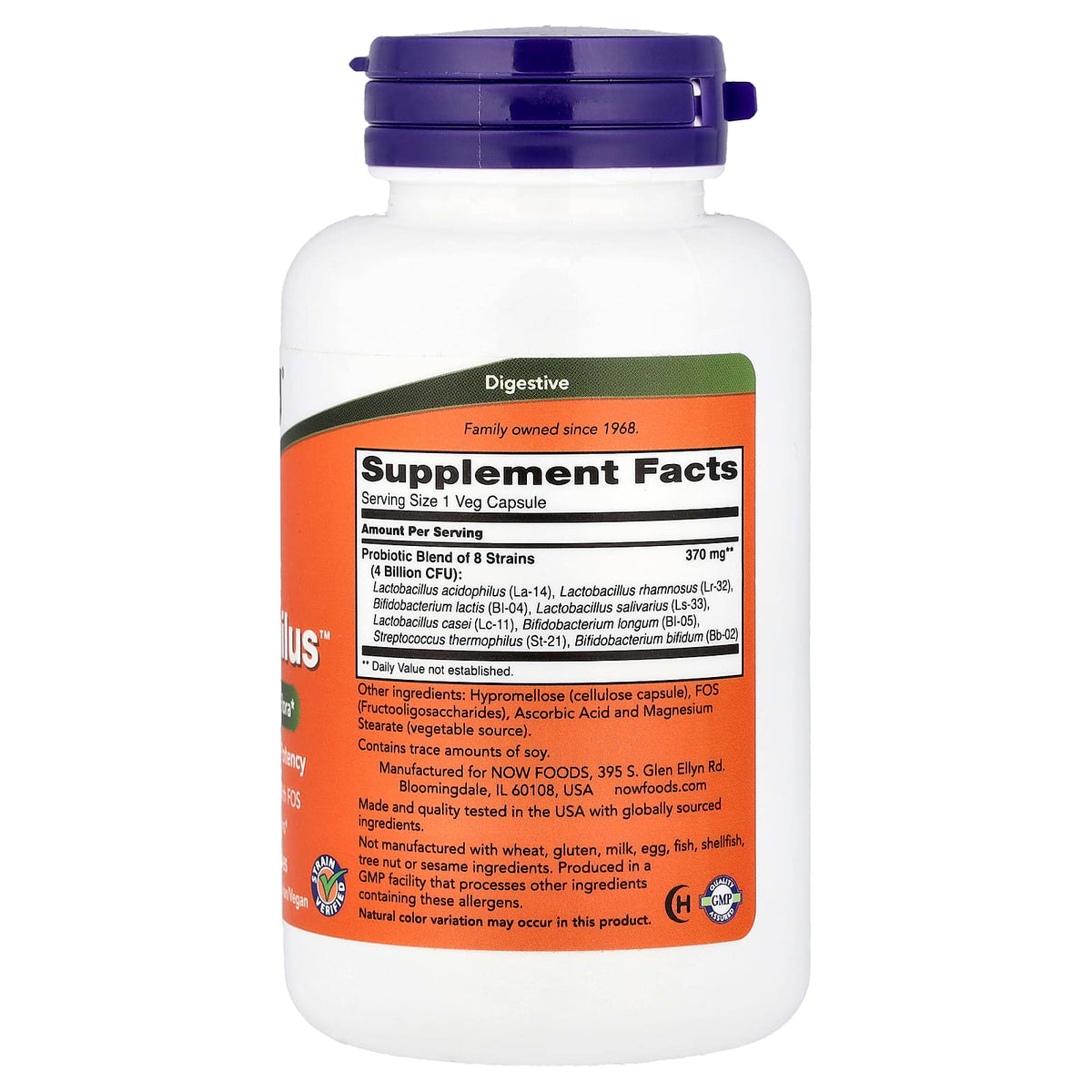 NOW Foods Gr8-Dophilus, 120 Veg Capsules (370 mg per Capsule) — alternate product view